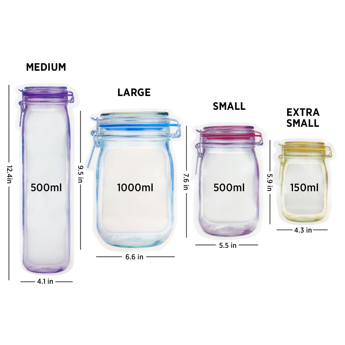 Reusable Mason Jar Zip Bags