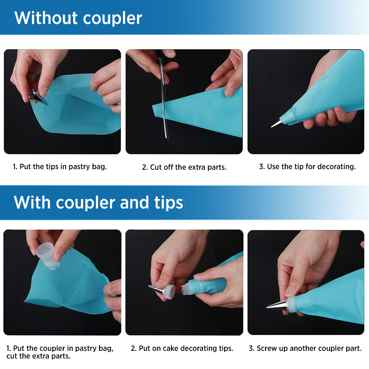 24 Pcs Cake Nozzles + Pastry Bag & Piping Converter