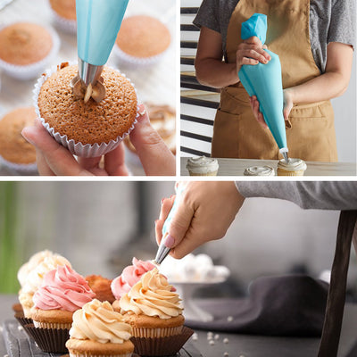 24 Pcs Cake Nozzles + Pastry Bag & Piping Converter