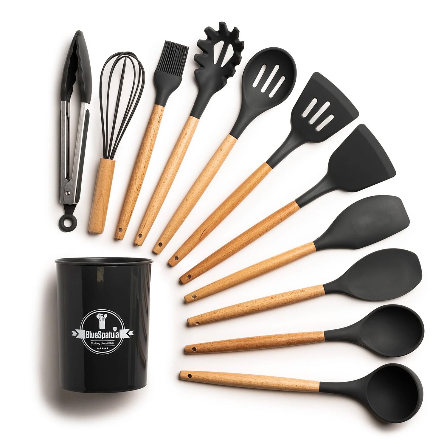 BINHAI Silicone Spatula Set - Blue 6 Piece Non - Stick Rubber